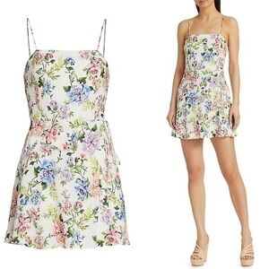 Alice + Olivia Trixie Gardenia Faux Wrap Floral Mini Dress NWT